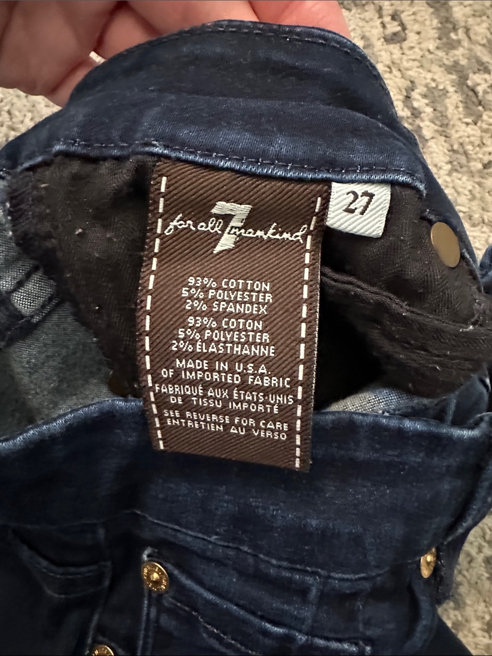 7 For All Mankind Dark Indigo Skinny Jeans - Picture 4 of 6